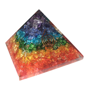 Rainbow Chakra Orgone Crystal Pyramid
