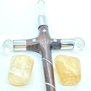 Rosewood Crystal Cross & Citrine Stones