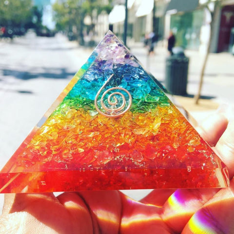 Image of Rainbow Chakra Orgone Crystal Pyramid