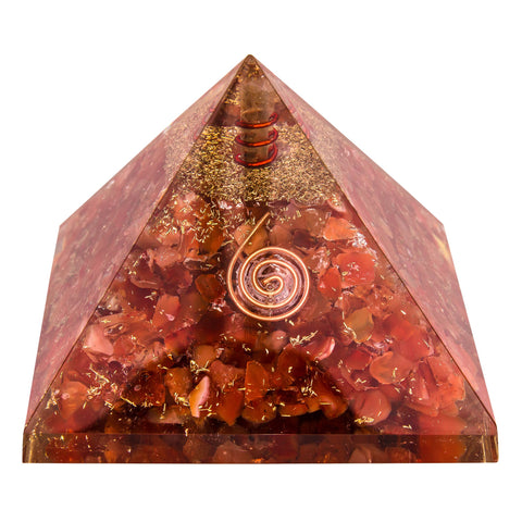 Image of 4 Inch Orange Carnelian Orgone Crystal Pyramid