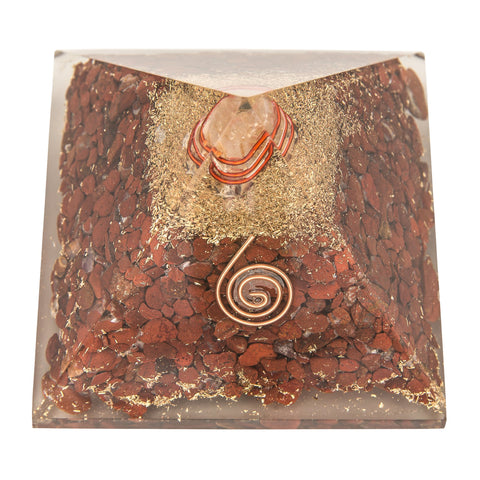 Image of 4 Inch Red Japser Orgone Crystal Pyramid
