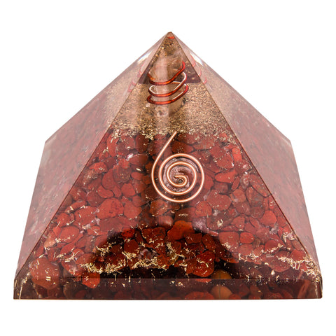 Image of 4 Inch Red Japser Orgone Crystal Pyramid